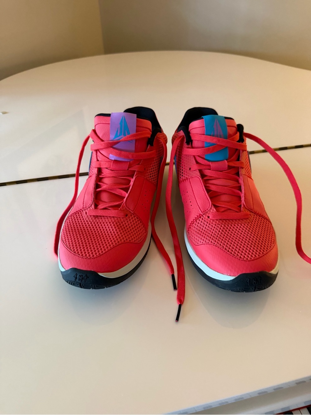 Nike Ja 1 Kaari Men’s Athletic Sneakers in Bright Pink with Blue Accents